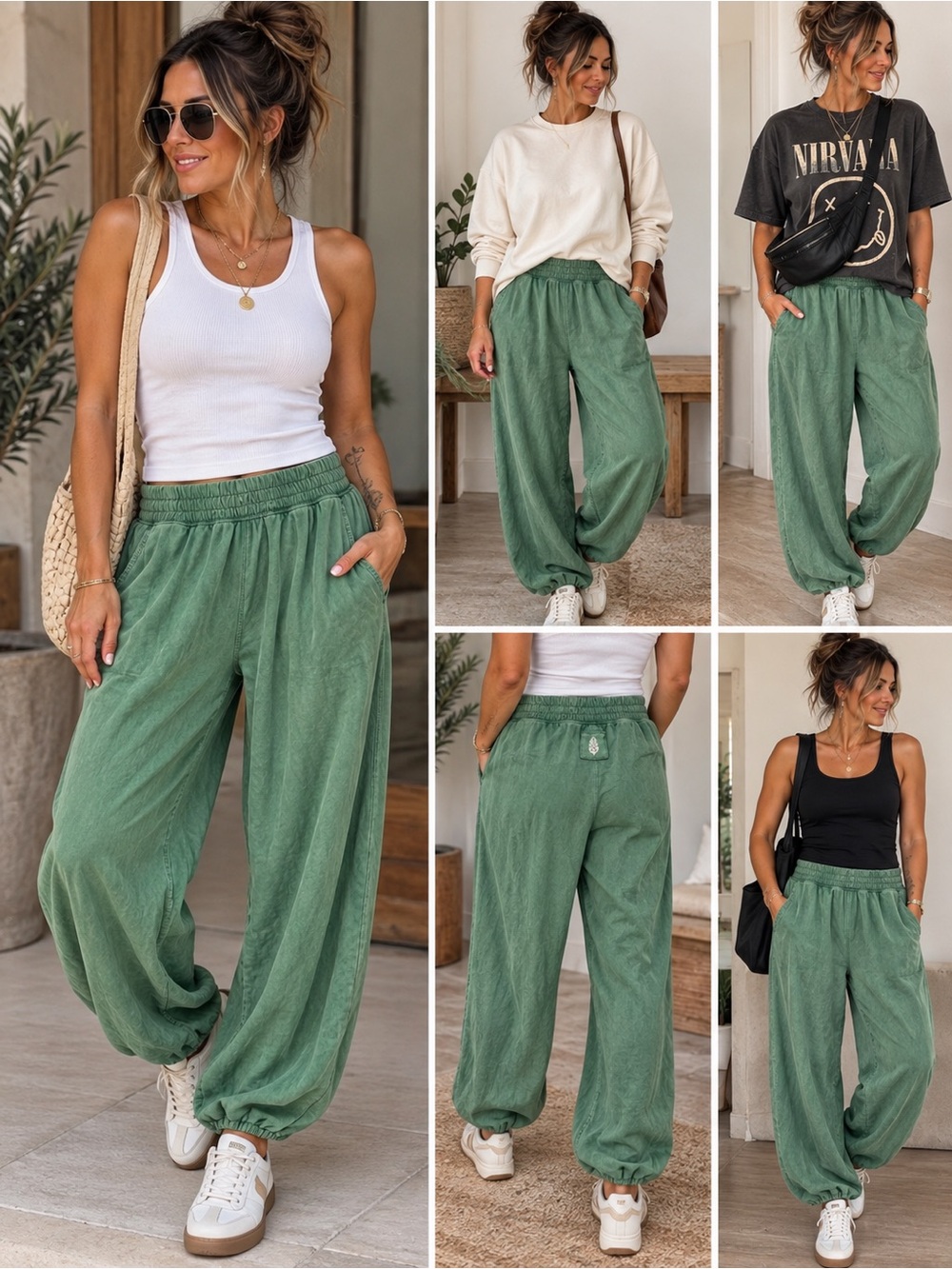 FP Movement by Free People Wide Leg Pant in Green Size Large